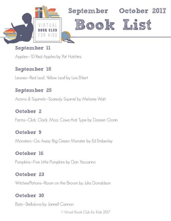Virtual Book Club for Kids Book List for September and October 2017