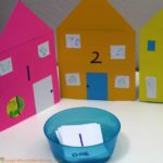 House number sorting activity – use pretend play to practice number recognition, counting, and one to one correspondence