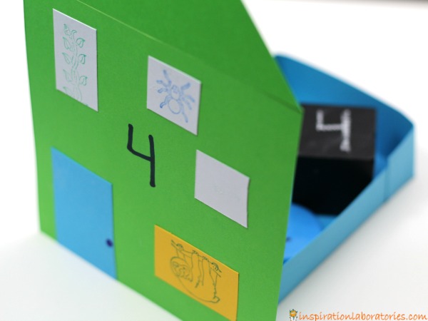 House number sorting activity - use pretend play to practice number recognition, counting, and one to one correspondence