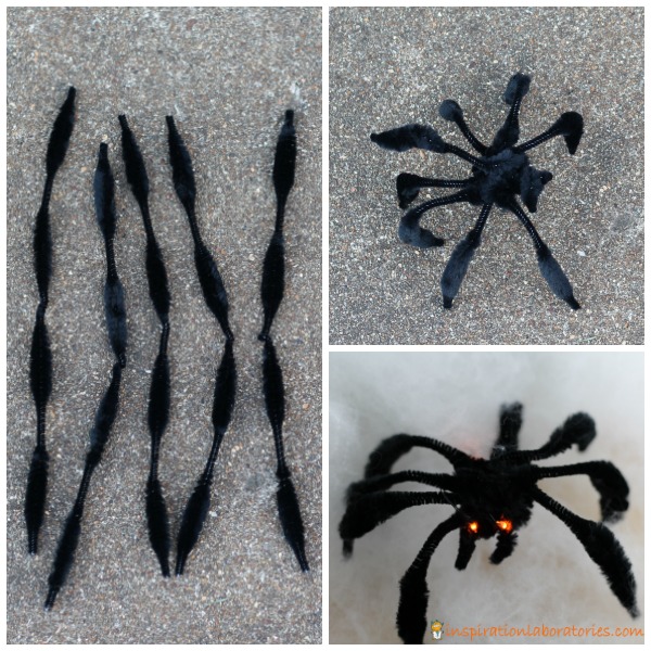 Make a pipe cleaner spider with LED eyes.