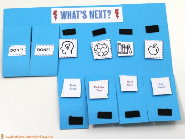 Help kids organize and break down tasks with an easy to make Velcro task chart.