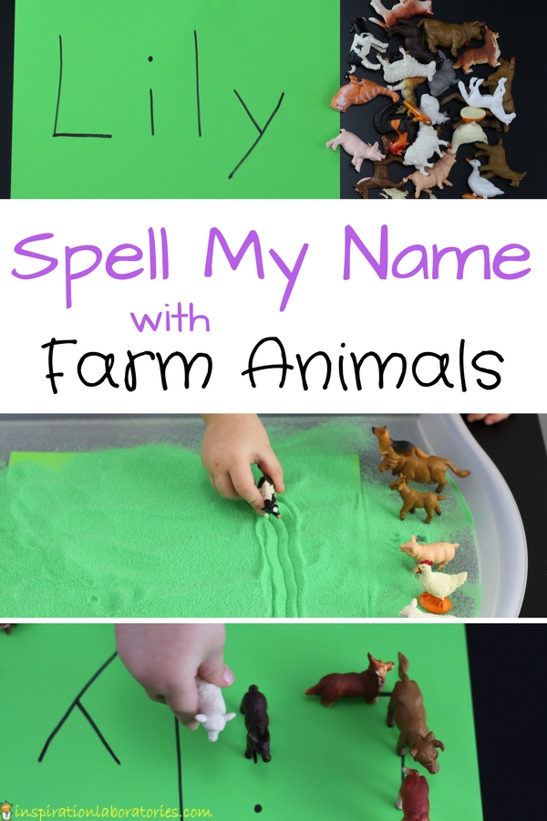 Farm Themed Name Recognition Activities - Practice spelling names with farm animals. This name learning activity is inspired by Click, Clack, Moo Cows That Type by Doreen Cronin