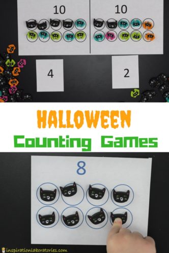 Use Halloween themed erasers as math counters for these Halloween Counting Games. They're perfect for preschool and early elementary grades.