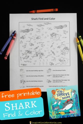 Free printable Shark Find and Color game