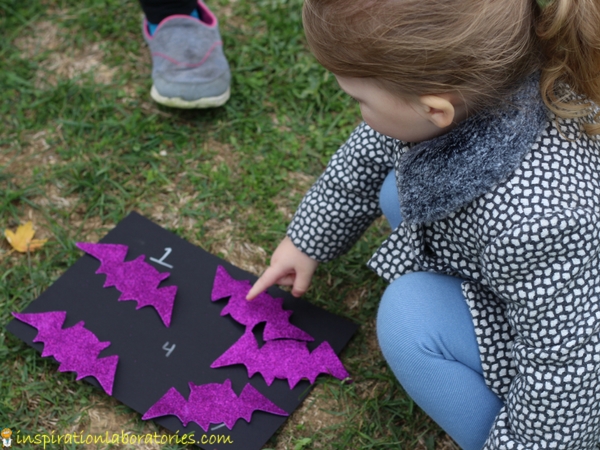 Bat Number Treasure Hunt is a fun way to practice number recognition and counting while getting kids moving.