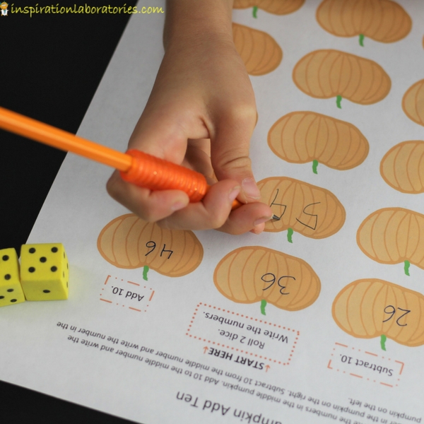Pumpkin Add Ten is a Halloween math game that practices adding and subtracting tens.
