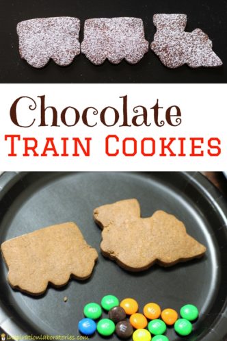After reading Freight Train by Donald Crews, make Chocolate Train Cookies. They're a delicious chocolate sugar cookie that takes like a brownie.