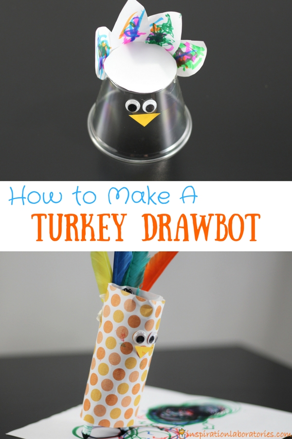 Turn a simple turkey craft into a fun STEAM activity for Thanksgiving. Learn how to make a turkey drawbot. 