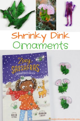 Make Shrinky Dink ornaments for your favorite book characters. Free Zoey and Sassafras printable template available.