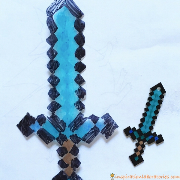 Shrinky Dink Minecraft diamond sword