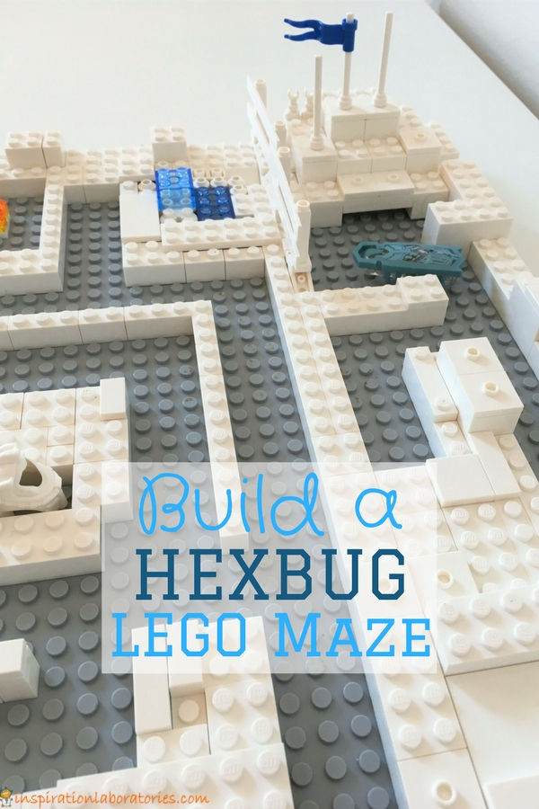 Build a hexbug LEGO maze. This is a great STEM challenge for kids. Use regular LEGO bricks or DUPLO.