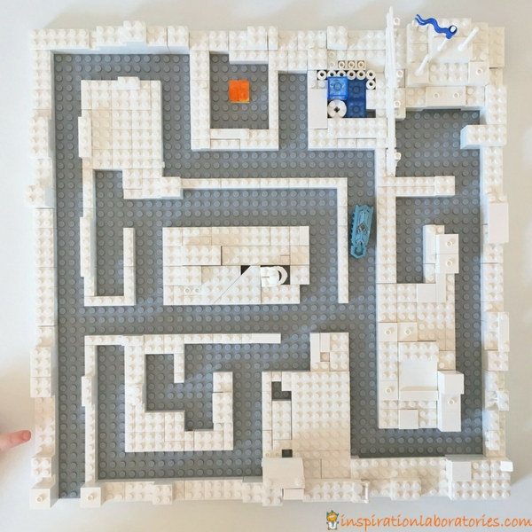 Challenge your child to build a LEGO maze for a hexbug.