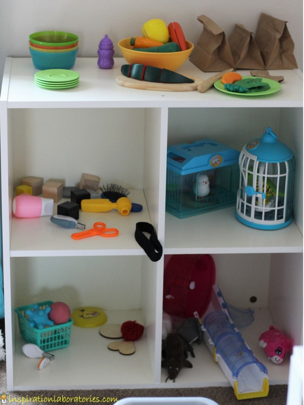 pretend pet store set up in child's play room