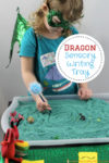 A dragon themed sensory writing tray is a fun way to practice pre-writing skills, letter formation, handwriting, and more!