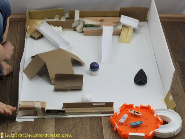 hexbug habitat made out of cardboard, paper, and wood