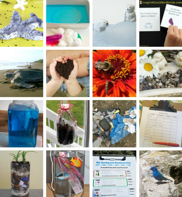 collage of Earth Day projects for kids