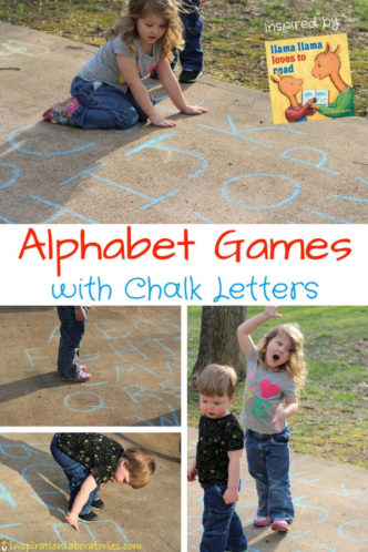 Use chalk to play some alphabet games outside. Learning the alphabet is extra fun when you can be outside.