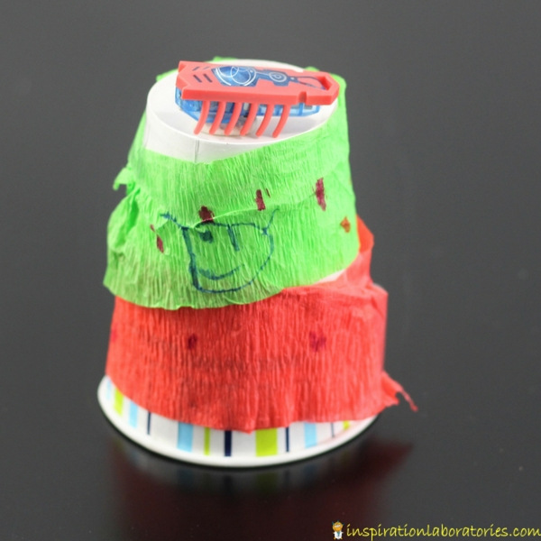 paper cup costume for a HEXBUG robot