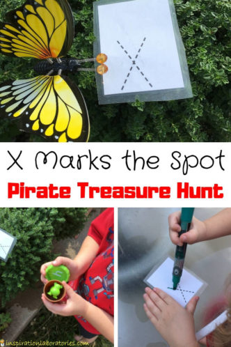 X marks the spot! Practice pre-writing skills and writing the letter X with an alphabet treasure hunt.