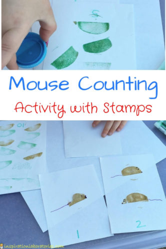 After reading Mouse Count by Ellen Stoll Walsh, practice counting mice with your own DIY mouse stamps. Such a fun way to practice number recognition, subitizing, and counting for preschoolers. Modifications also included for toddlers.