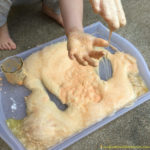 Make a fizzy play dough that’s soft and squishy. Add vinegar to watch it fizz and foam. It’s a great sensory science activity for kids.