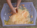 Make a fizzy play dough that’s soft and squishy. Add vinegar to watch it fizz and foam. It’s a great sensory science activity for kids.