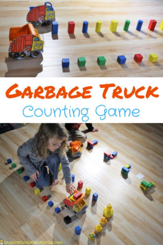 Play a garbage truck counting game to practice number recognition and counting with toddlers and preschoolers.