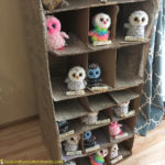 Harry Potter birthday party - cardboard box owlery with toy owls