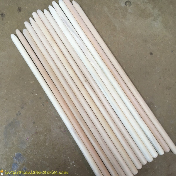 Use dowel rods to make Harry Potter wands.