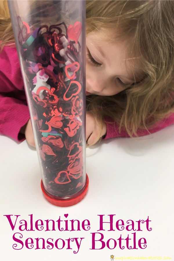Valentine Heart Sensory Bottle - Make a Valentine's Day sensory activity that's perfect for toddlers and preschoolers.
