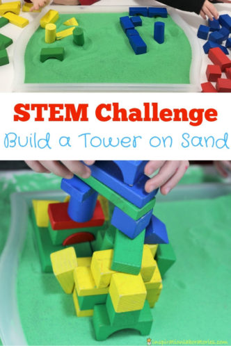 STEM challenge - Can you build a tower on sand? Inspired by Iggy Peck, Architect by Andrea Beaty, this STEM activity is part of the Storybook Science series where science activities are inspired by children's books.