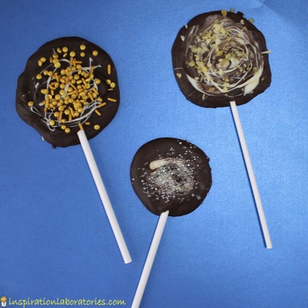 chocolate lollipops with surprise flavorings