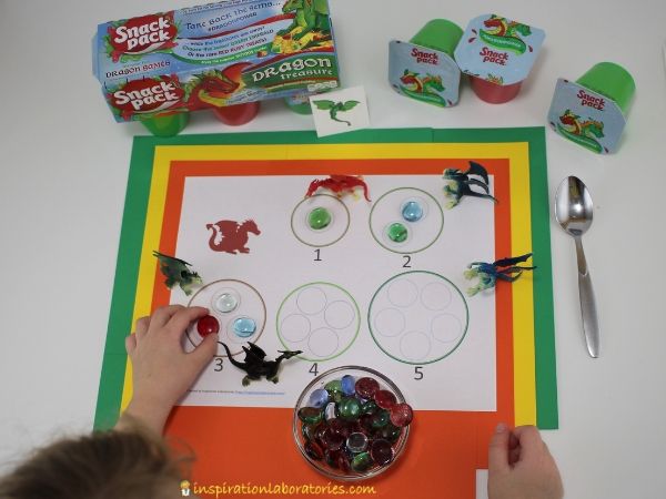 dragon themed math game for kindergarten counting practice
