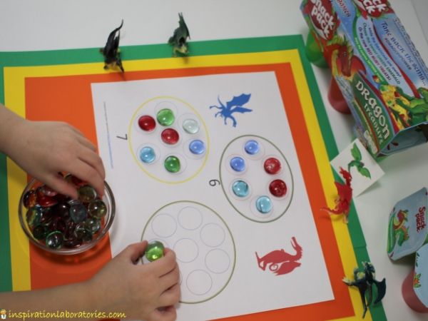 dragon themed math game for kindergarten counting practice