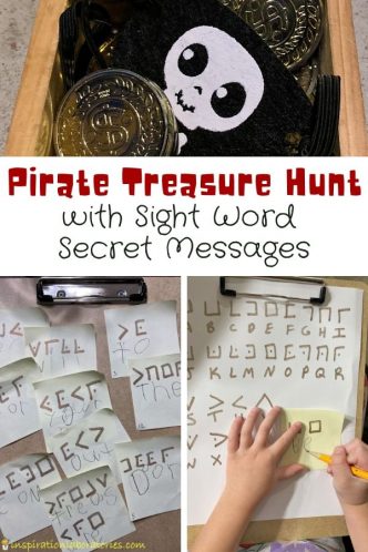 Pirate treasure hunt with sight word secret message