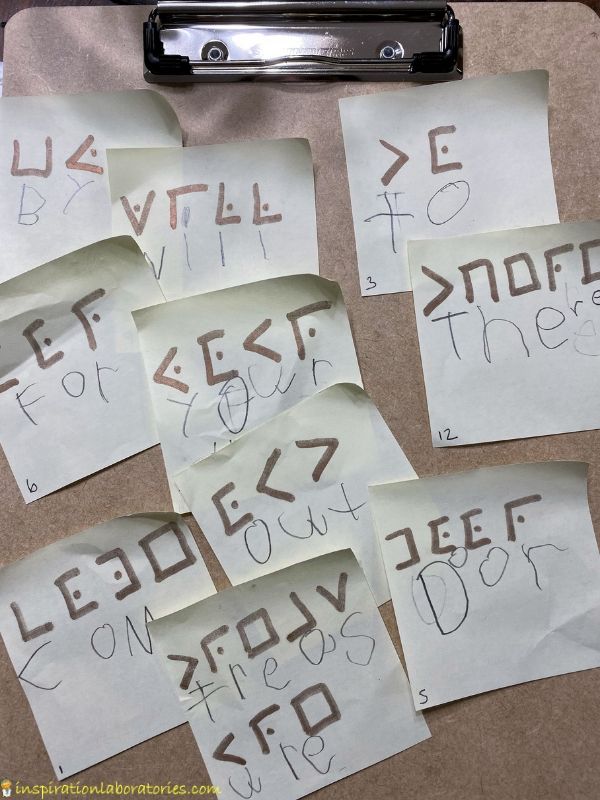 pigpen cipher secret messages on post-it notes